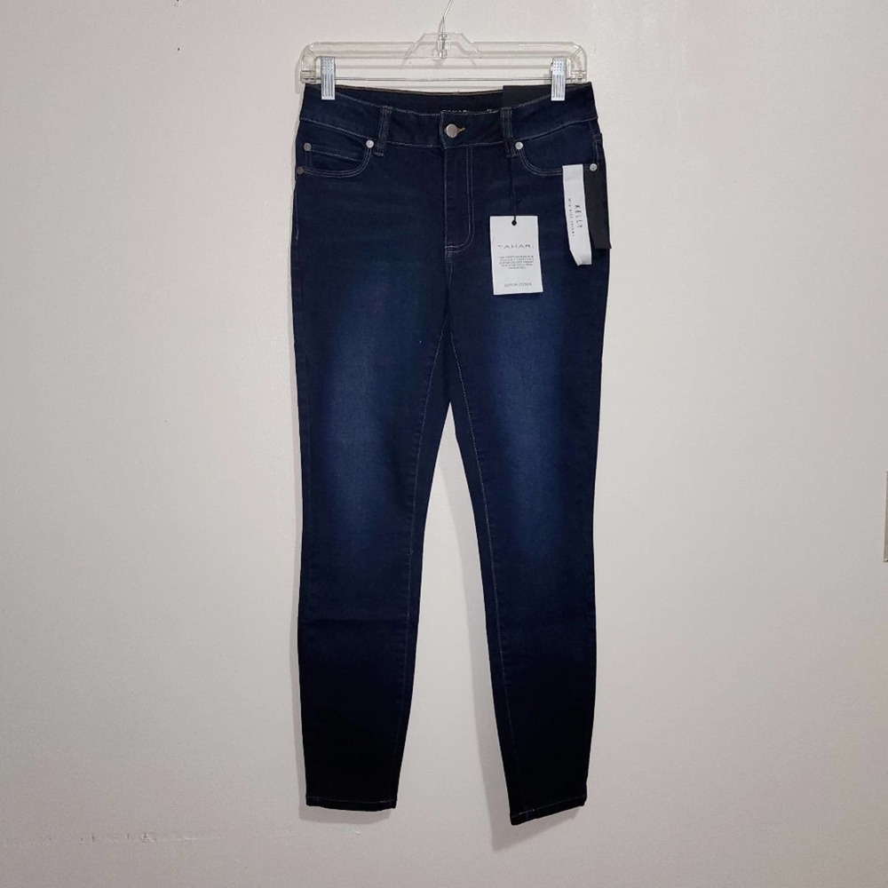 NWT Tahari Kelly Ankle Skinny Jeans Size 4 Dark Wash Mid Rise